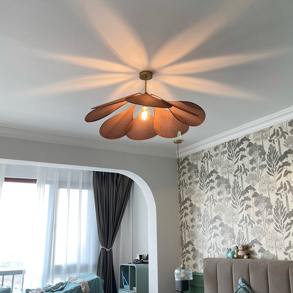 Ritta Suspension Petale Moderne, Metal/Tissu, Blanc/Marron, Salon - Neutralighting