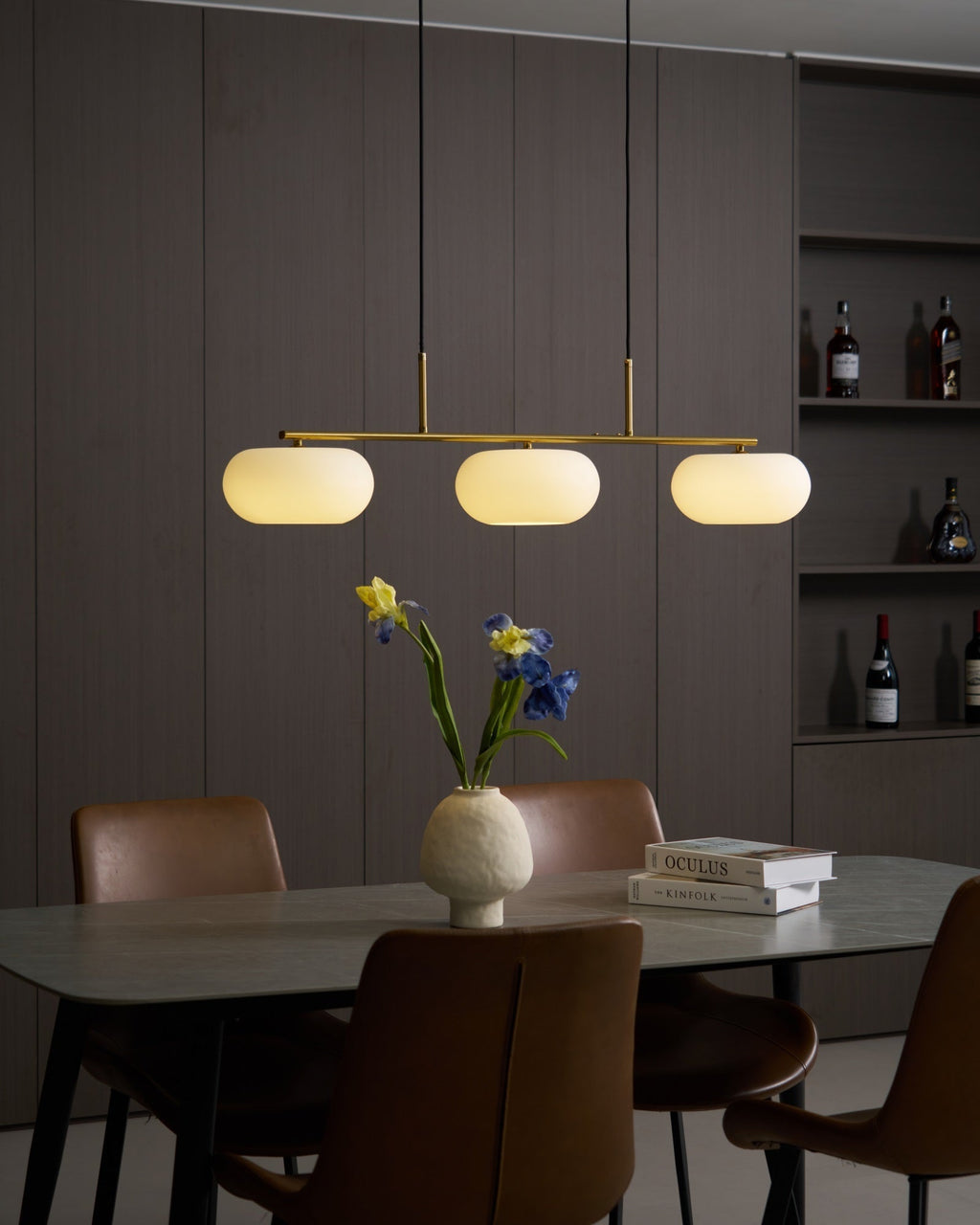 Lustra Suspension Lampe Linéaire à 3 Lumières en Forme de Globe - Neutralighting