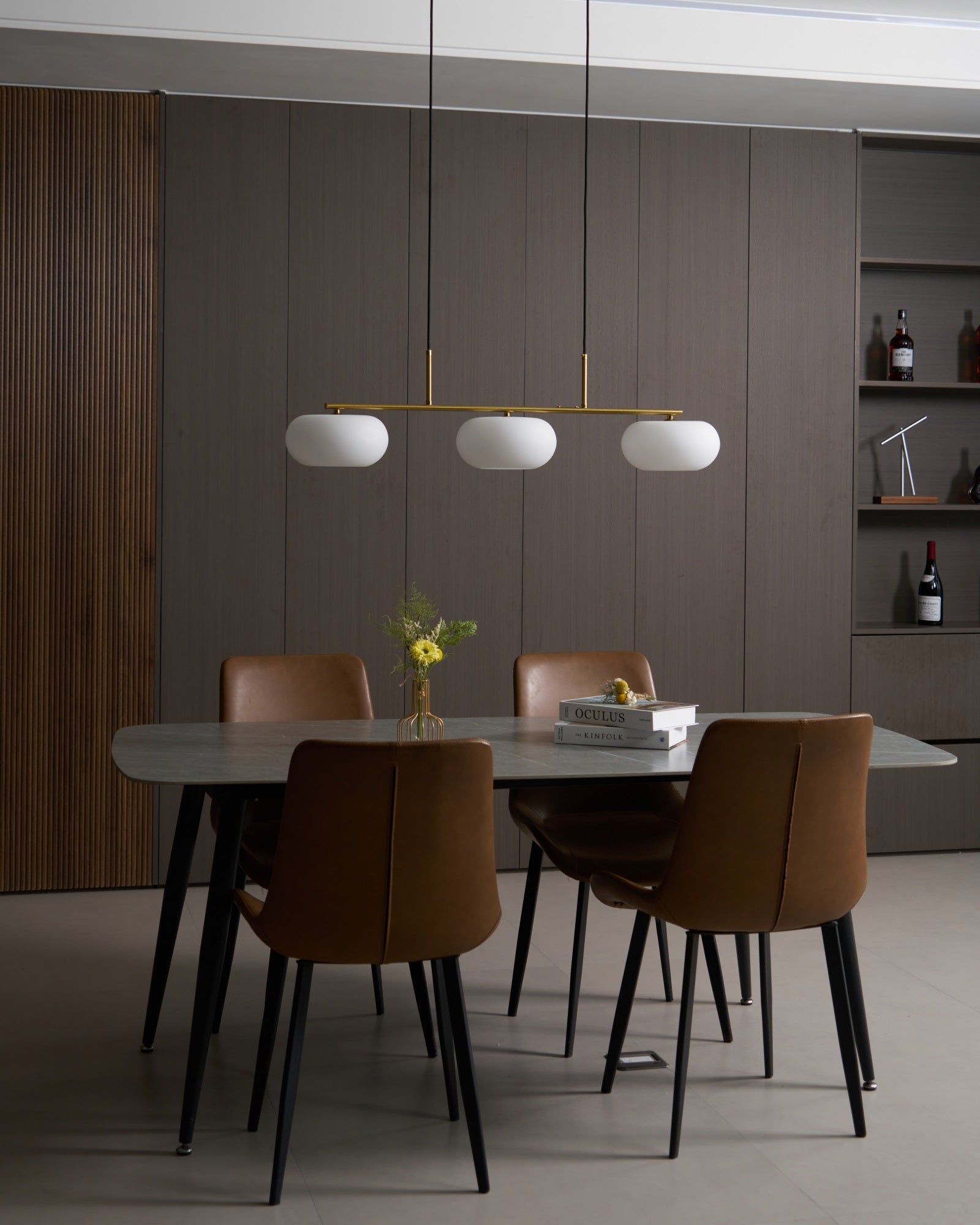 Lustra Suspension Lampe Linéaire à 3 Lumières en Forme de Globe - Neutralighting