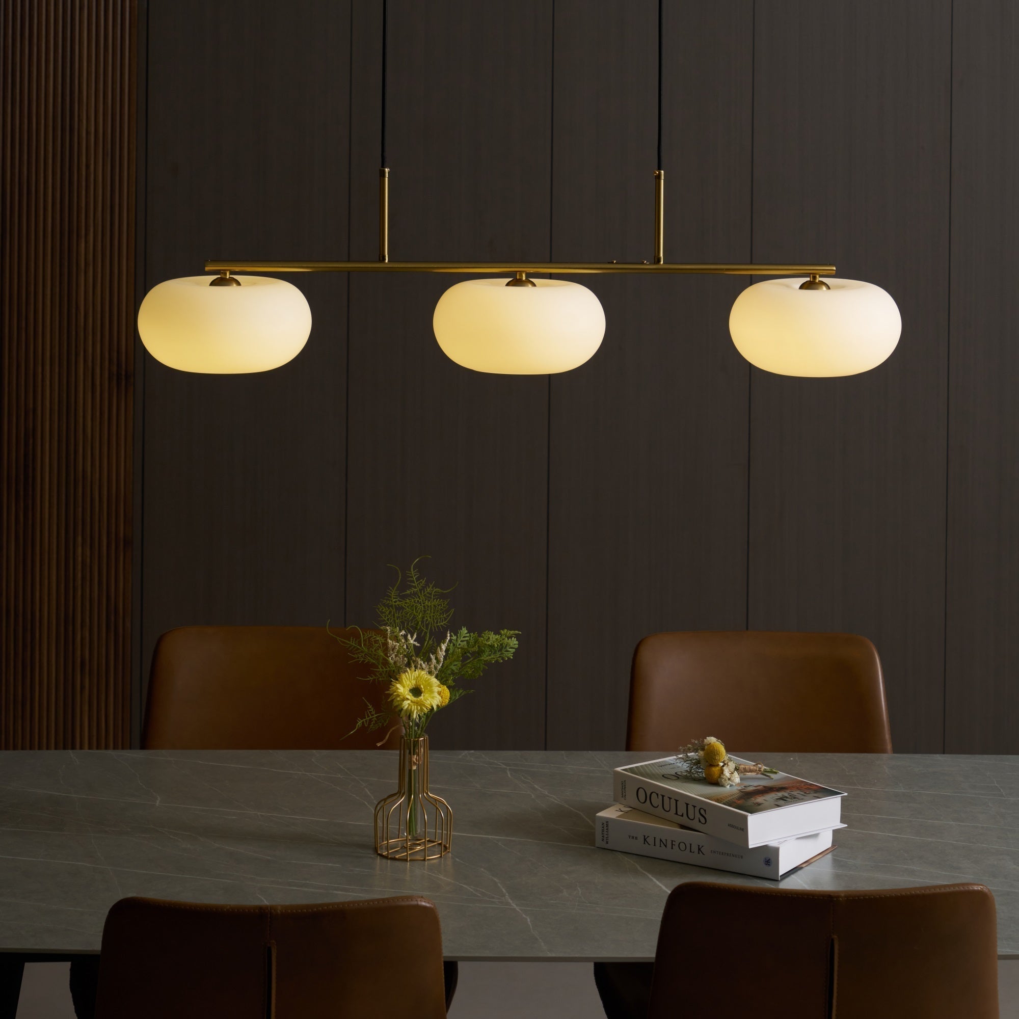 Lustra Suspension Lampe Linéaire à 3 Lumières en Forme de Globe - Neutralighting