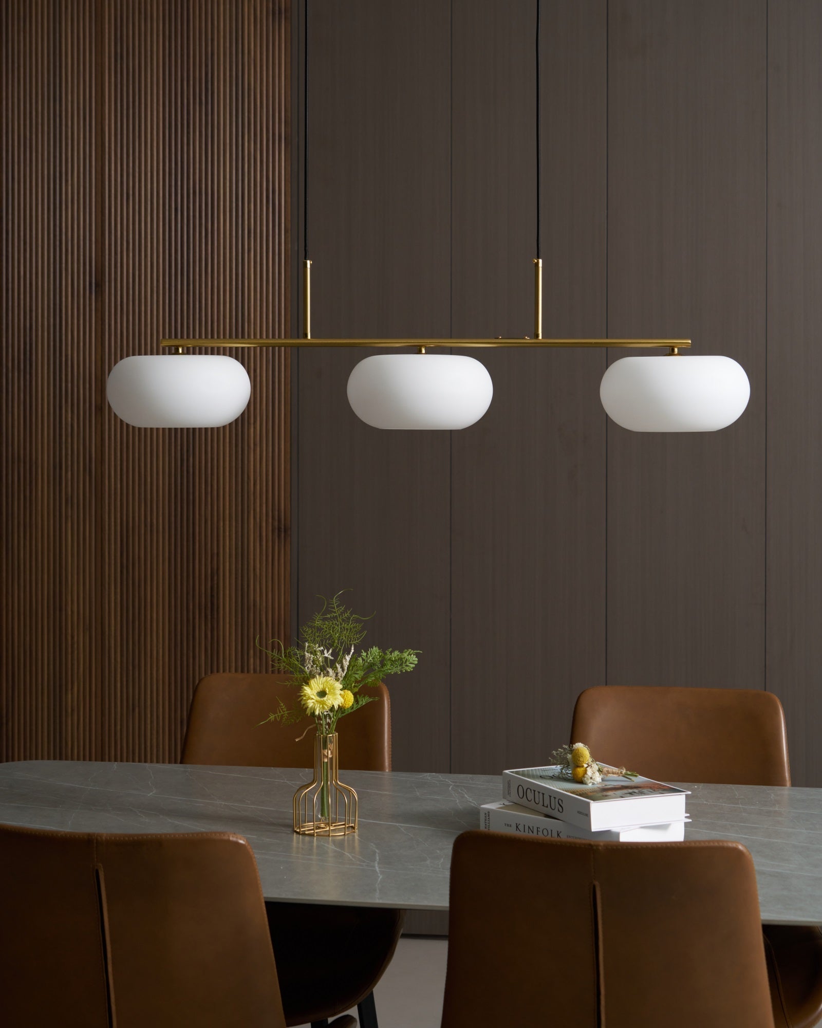 Lustra Suspension Lampe Linéaire à 3 Lumières en Forme de Globe - Neutralighting