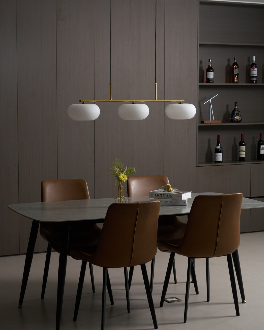 Lustra Suspension Lampe Linéaire à 3 Lumières en Forme de Globe - Neutralighting