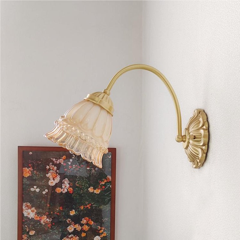 Arisha Rétro LED Applique Murale Or Métal Verre Salon Chambre À Coucher - Neutralighting