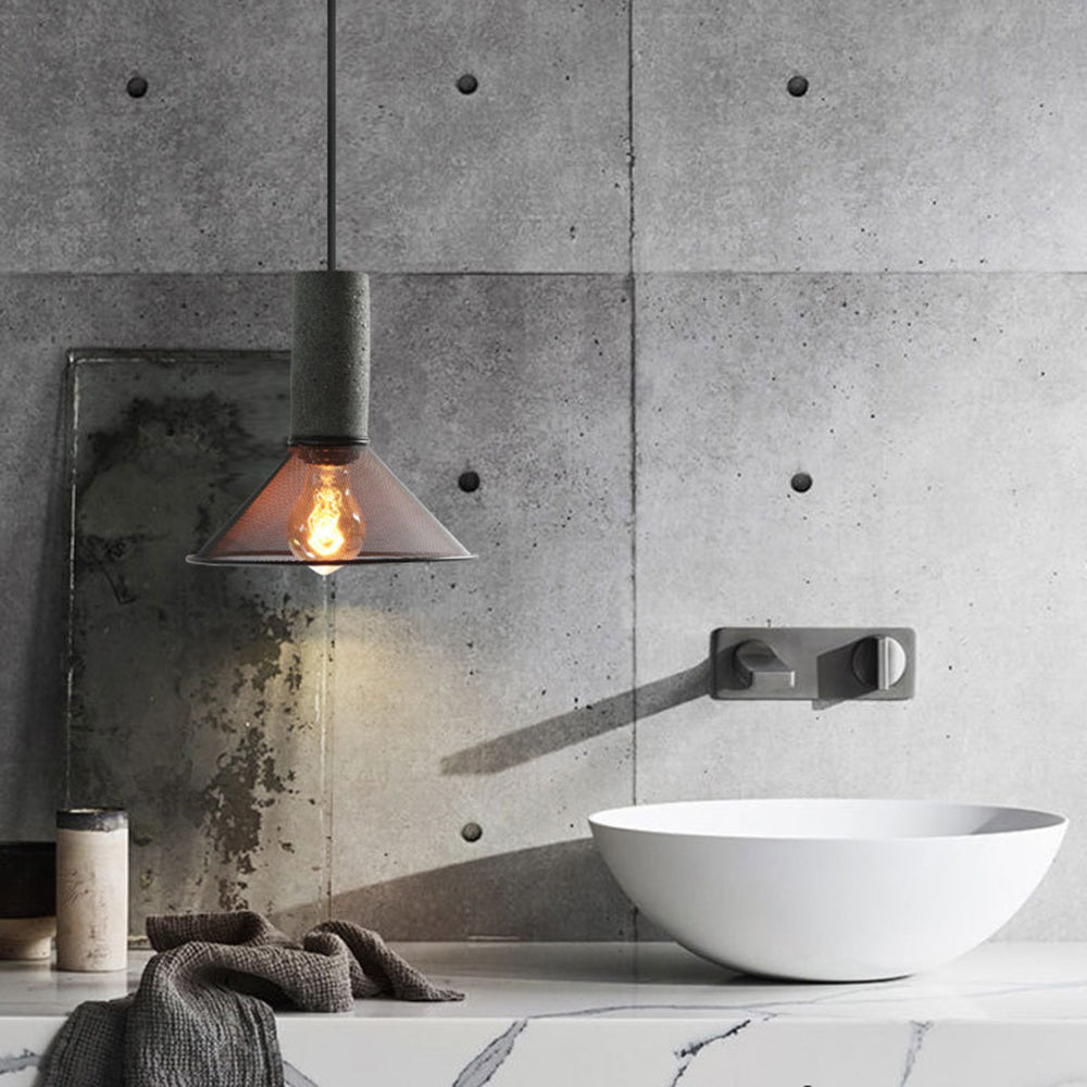 Arisha Suspension Cylindre Industriel, Métal/Ciment, Noir/Gris, Bar - Neutralighting