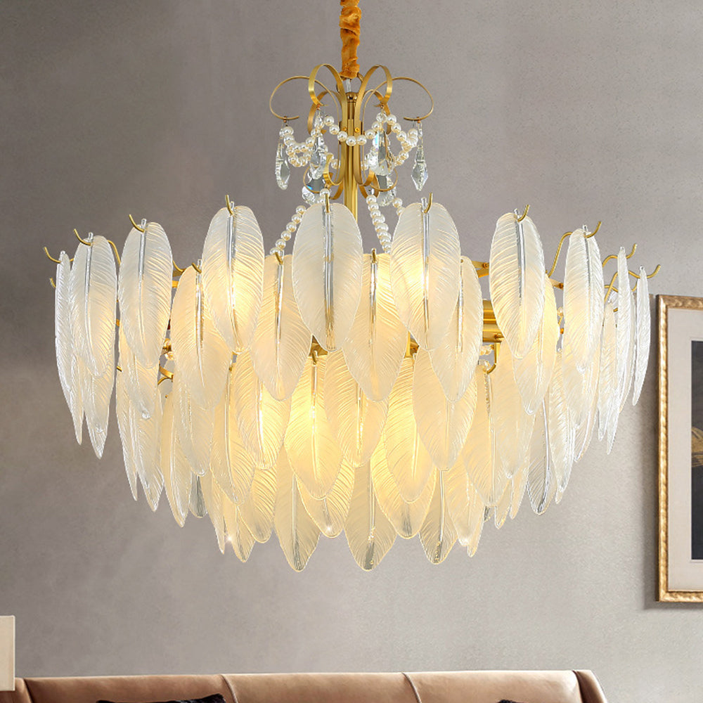 Kristy Suspension Plume Moderne, Cuivre/Verre, Doré, Salon - Neutralighting
