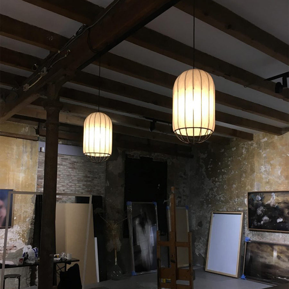 Ritta Suspension Vintage, Métal/Tissu, Blanc/Noir, Salon - Neutralighting