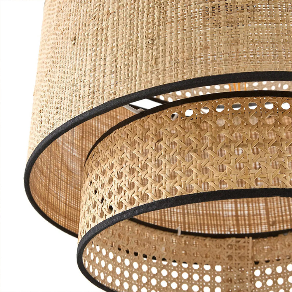 Ritta Suspension Cylindre Naturelle, Metal/Rotin, Bois, Salon - Neutralighting