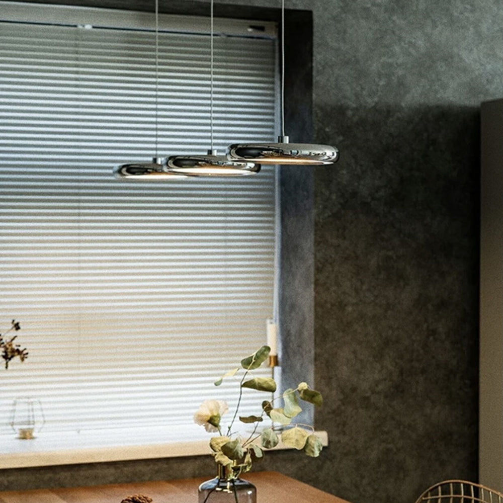 Arisha Suspension Ronde Moderne, Métal/Acrylique, Argent/Or/Rose Rouge, Salon - Neutralighting