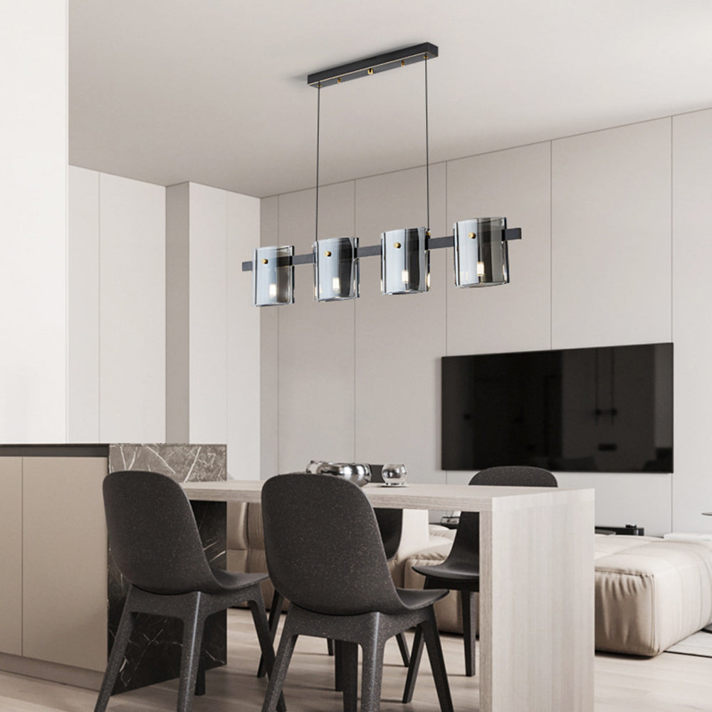 Arisha Suspension Cylindre Nordique, Cuivre/Verre, Noir/Or, Bar/Cuisine - Neutralighting