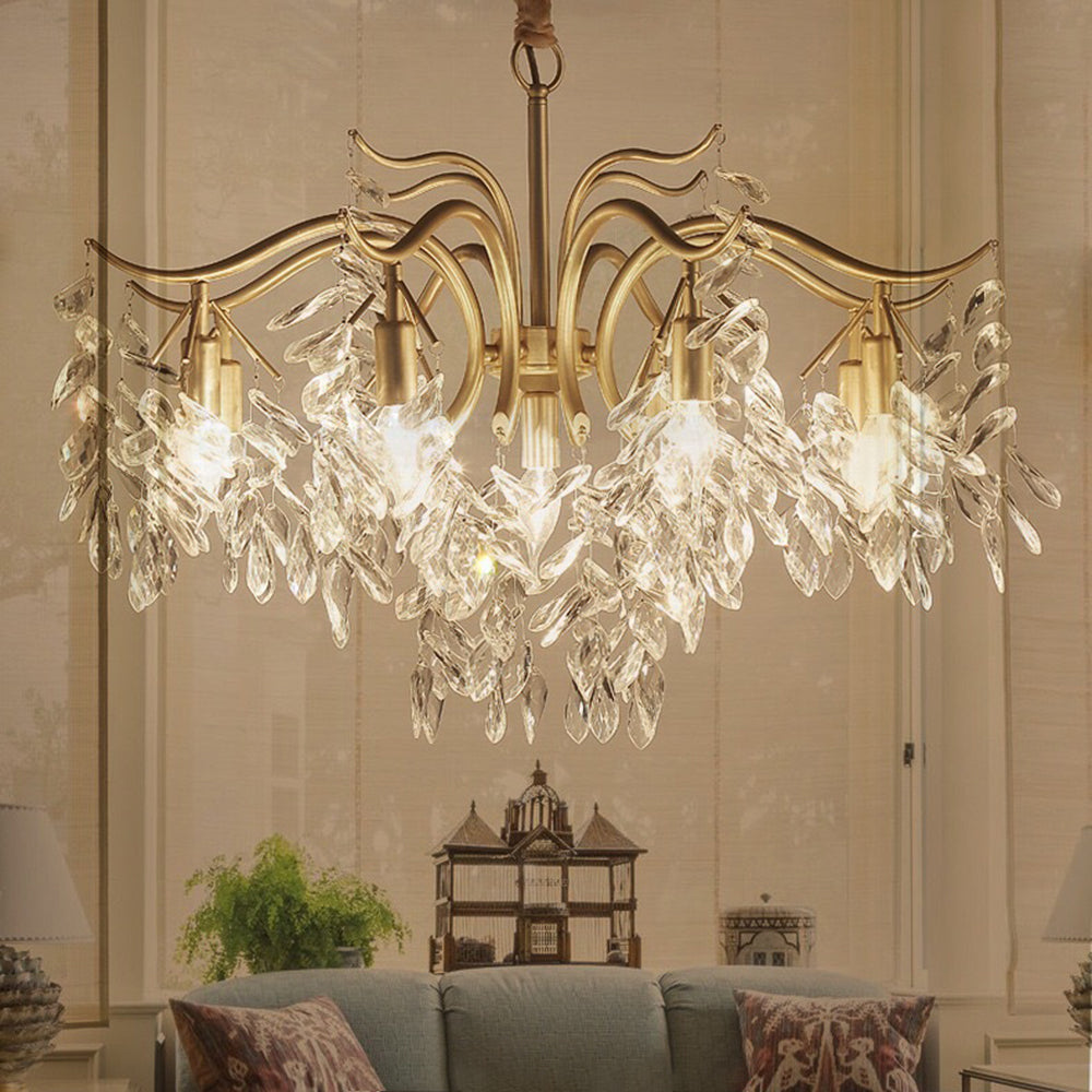 Kristy Suspension Multi Luxueux, Cristal/Cuivre, Noir/Or, Salon - Neutralighting