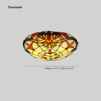 Tiffany Baroque Rond LED Plafonnier Verre Métal Chambre À Coucher - Neutralighting