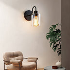 Silva Applique Murale Cylindre Rétro, Métal/Verre, Noir, Chambre - Neutralighting