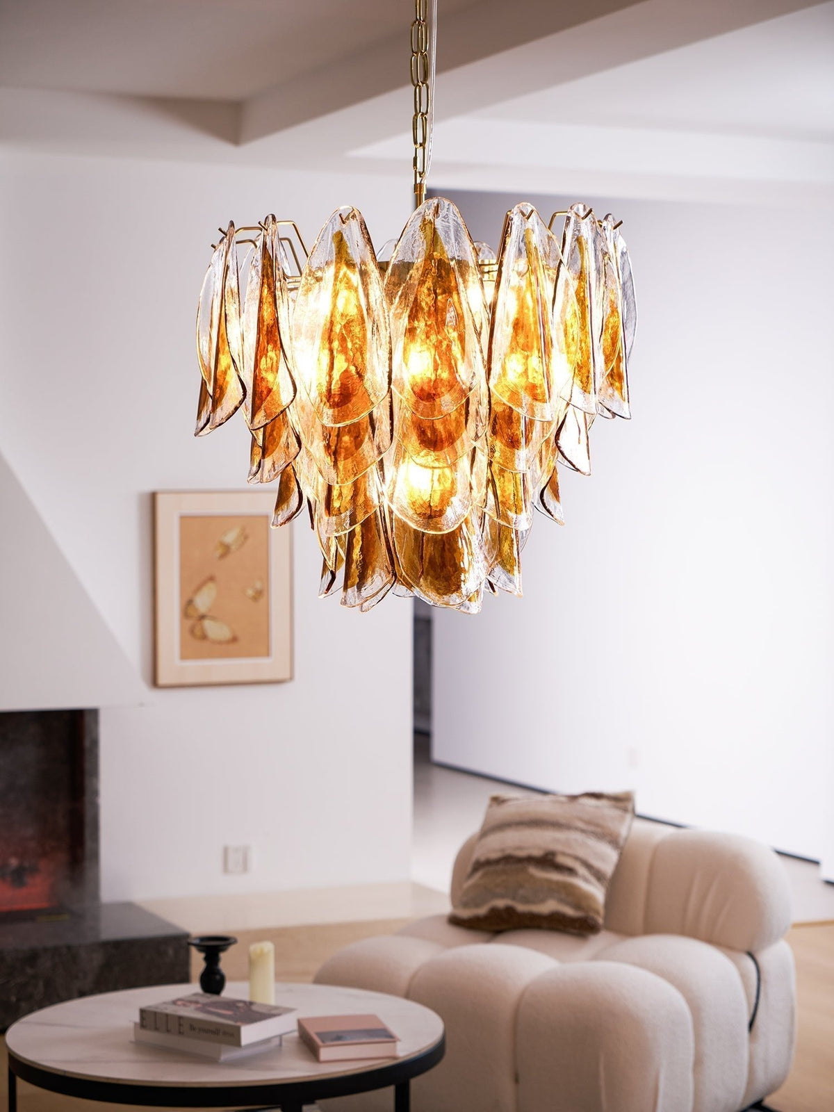 Aurora Lustre Ambre Feuille Verre Superposé Organique Chaleur - Neutralighting