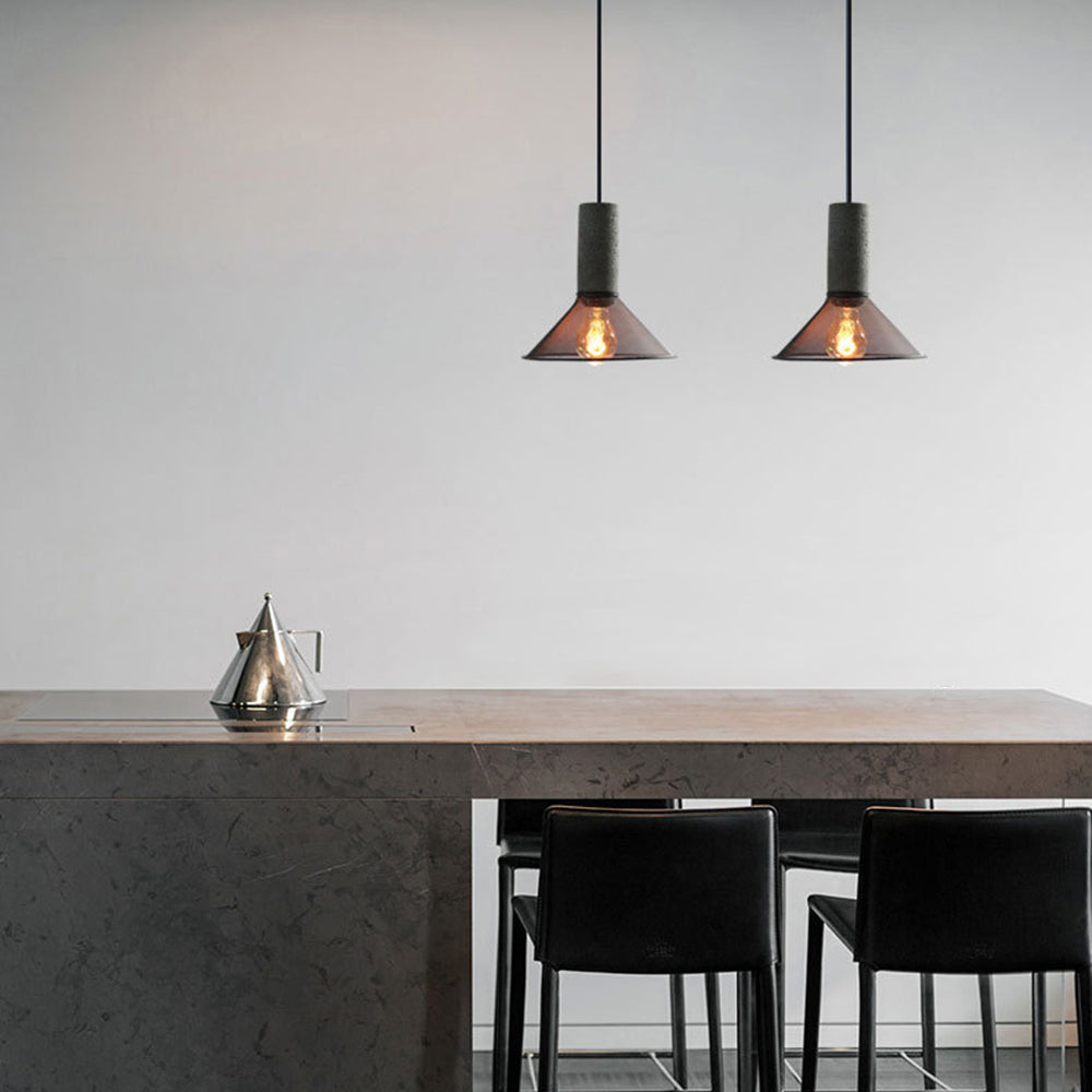 Arisha Suspension Cylindre Industriel, Métal/Ciment, Noir/Gris, Bar - Neutralighting