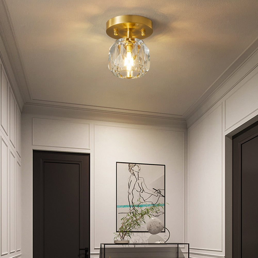 Kristy Plafonnier Diamant Cristal, Métal/Cristal, Doré, Salon - Neutralighting