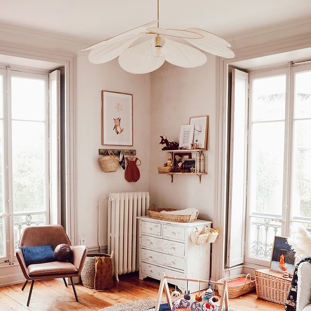 Ritta Suspension Petale Moderne, Metal/Tissu, Blanc/Marron, Salon - Neutralighting