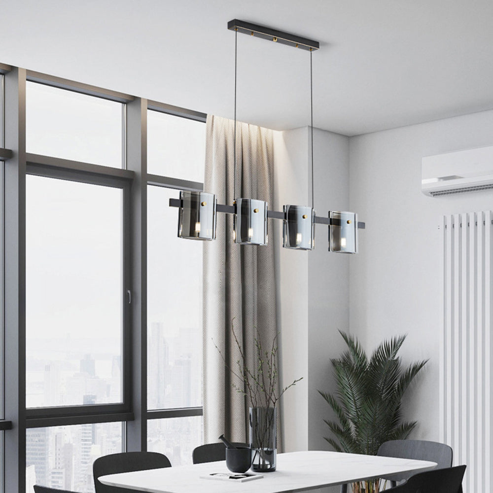 Arisha Suspension Cylindre Nordique, Cuivre/Verre, Noir/Or, Bar/Cuisine - Neutralighting