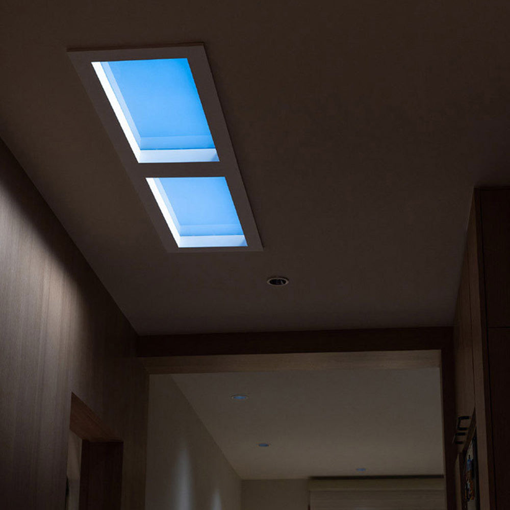 Ray Plafonnier Rectangle Moderne, Métal/Verre, Bleu, Salon - Neutralighting