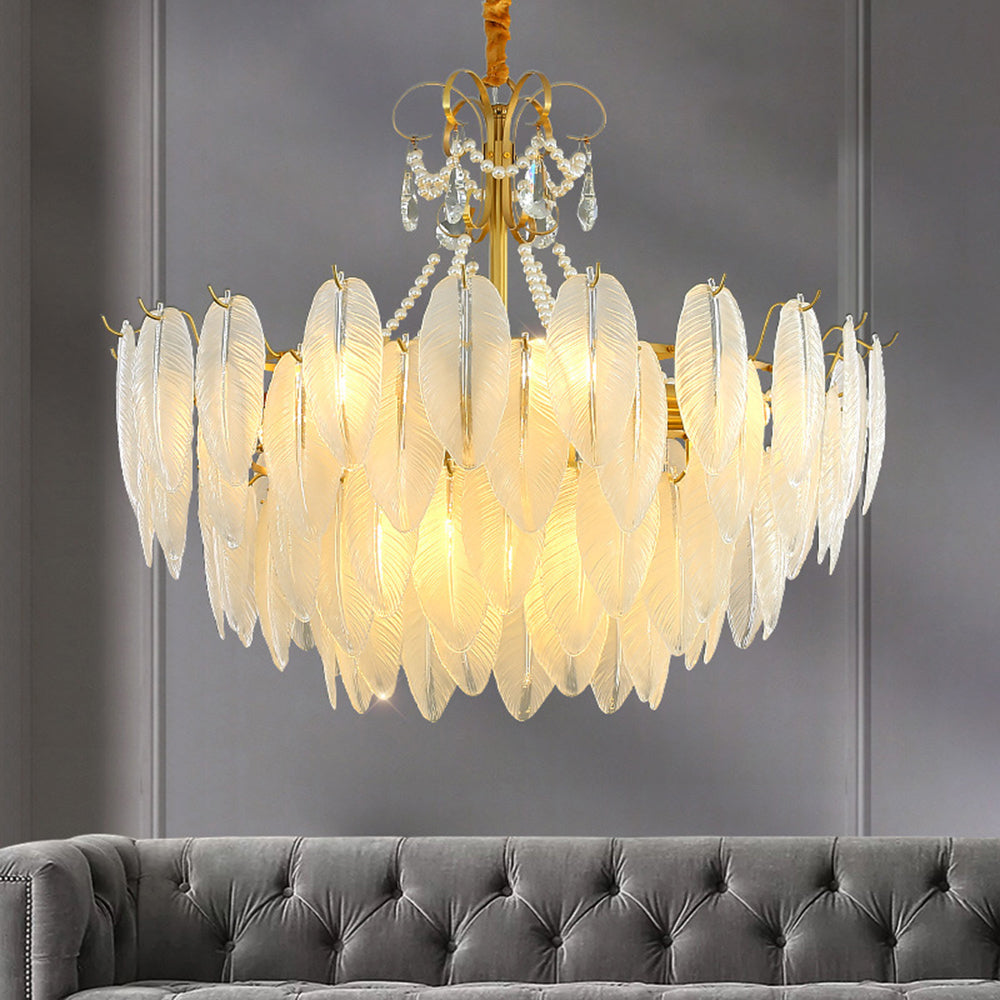 Kristy Suspension Plume Moderne, Cuivre/Verre, Doré, Salon - Neutralighting