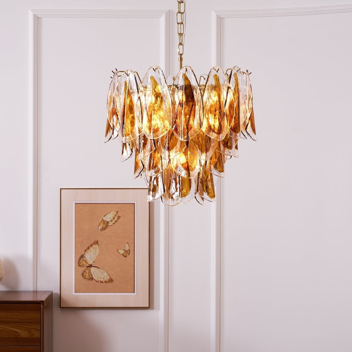 Aurora Lustre Ambre Feuille Verre Superposé Organique Chaleur - Neutralighting