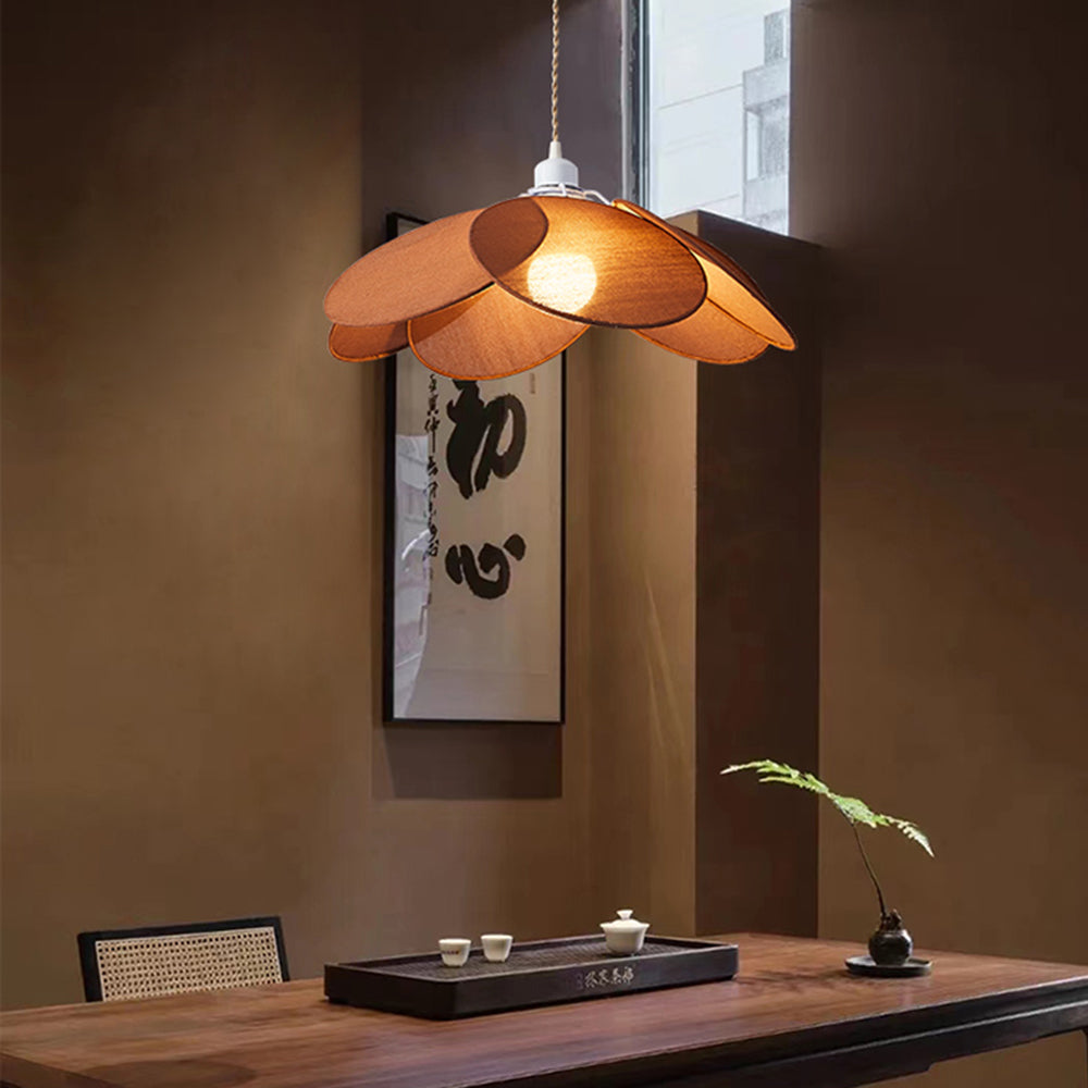 Ritta Suspension Petale Contemporain, Metal/Tissu, Orange/Marron/Beige, Salon - Neutralighting