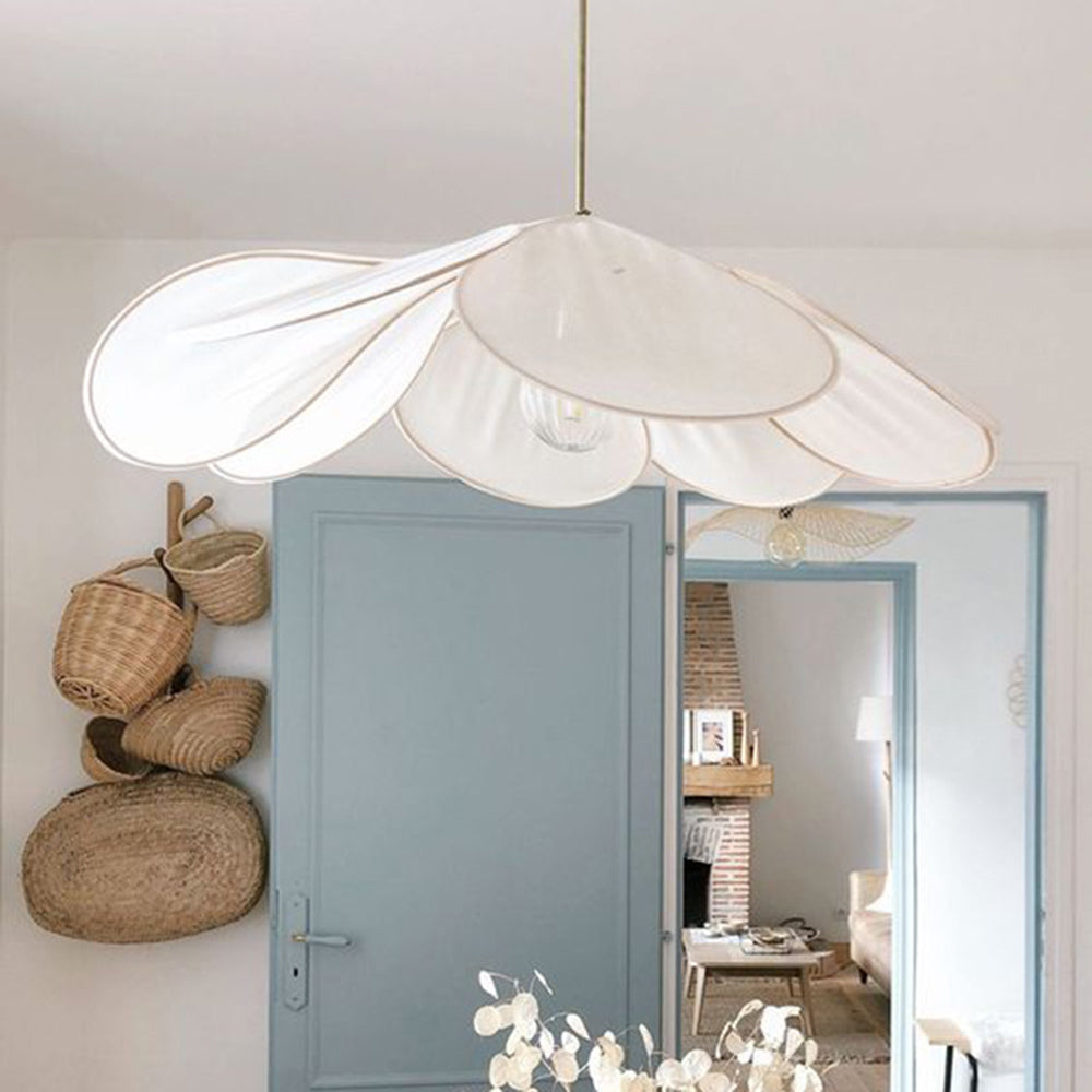 Ritta Suspension Petale Moderne, Metal/Tissu, Blanc/Marron, Salon - Neutralighting