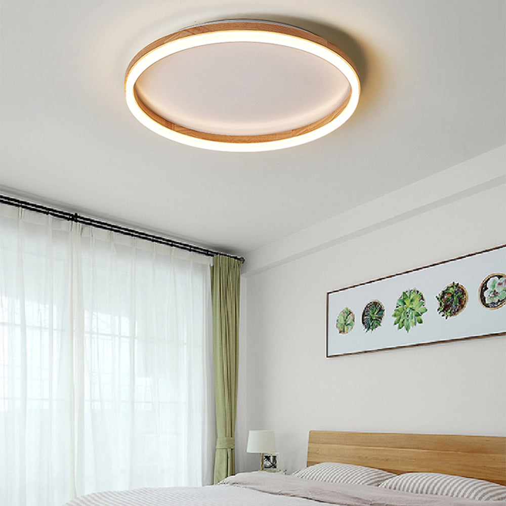 Muto Plafonnier Rond Naturel, Bois/Acrylique, Chambre - Neutralighting