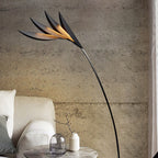 Arisha Lampadaire Feuille Nordique, Métal, Noir, Salle à Manger - Neutralighting
