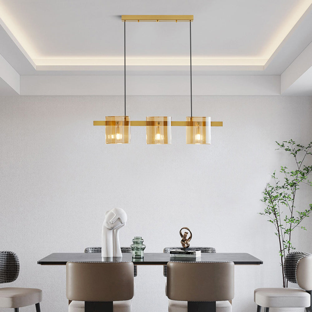 Arisha Suspension Cylindre Nordique, Cuivre/Verre, Noir/Or, Bar/Cuisine - Neutralighting