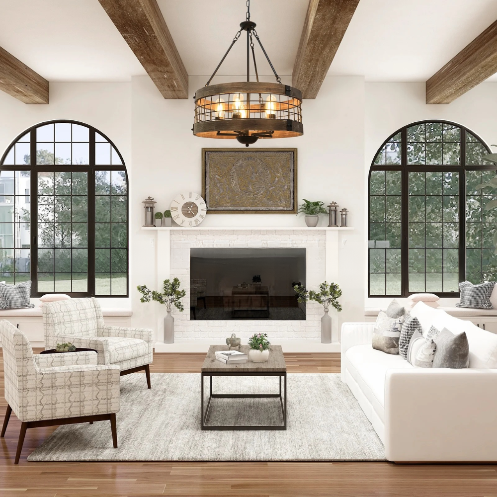 Silva Industriel LED Suspension Bois Métal Salon - Neutralighting