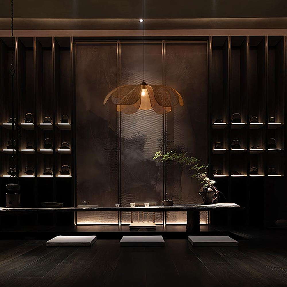 Ritta Suspension Vintage, Métal/Rotin, Bois, Salle à Manger - Neutralighting