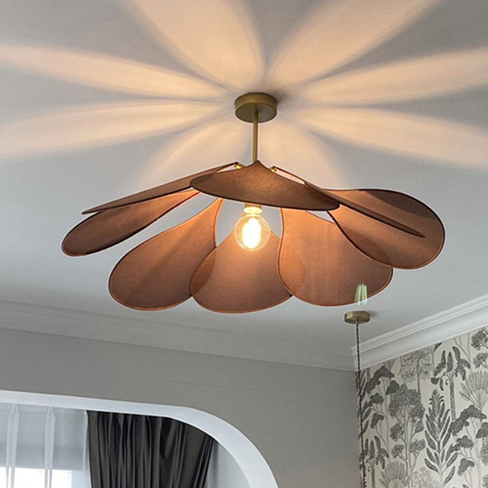 Ritta Suspension Petale Moderne, Metal/Tissu, Blanc/Marron, Salon - Neutralighting