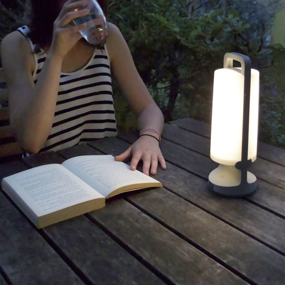 Ray Lampe de Table Cylindre Moderne, Acrylique, Gris/Blanc/Vert/Orange, Jardin - Neutralighting