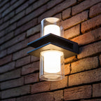 Ray Applique Murale Cylindrique Moderne, Métal/Verre, Noir, Jardin/Cour - Neutralighting