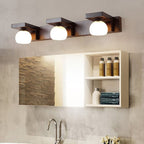 Muto Applique Murale à Miroir Intérieur Ronde Vintage LED Bois/Verre Burn Salle de Bain - Neutralighting