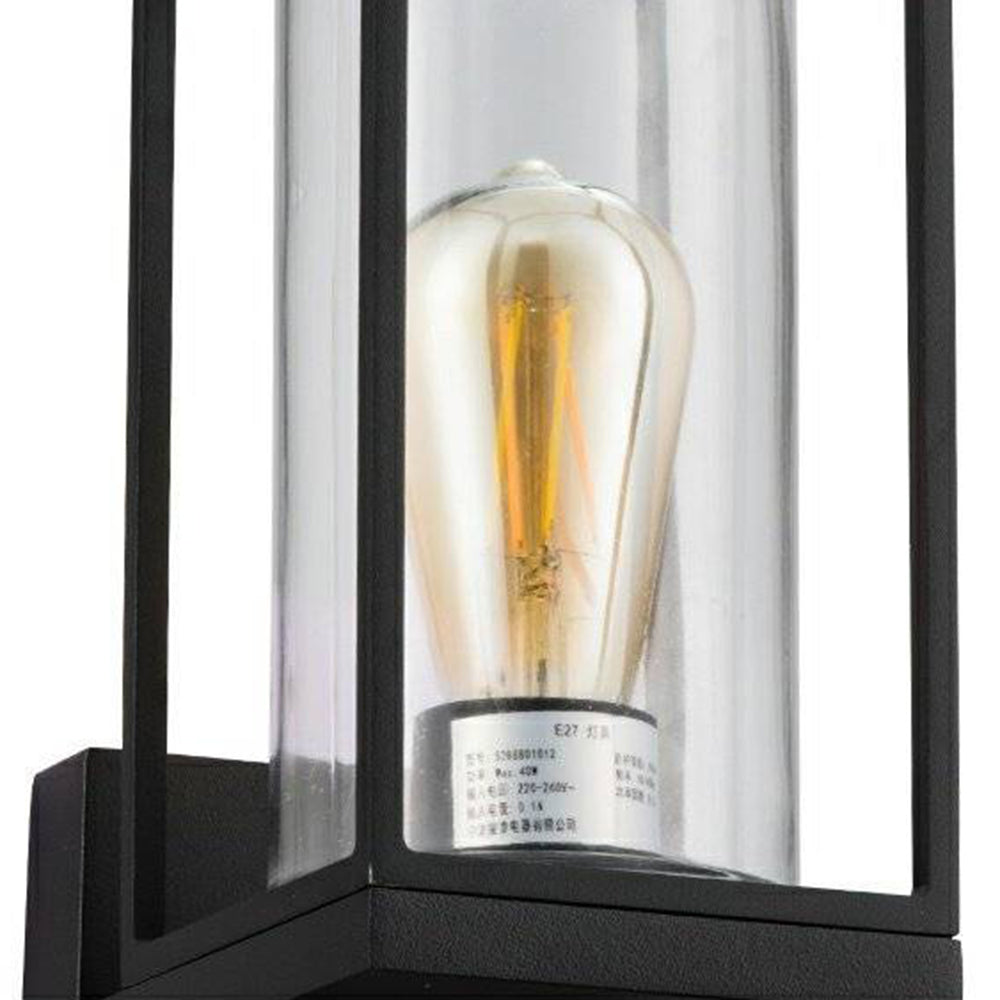 Silva Applique Murale Rectangulaire Vintage, Métal/Verre, Noir, Jardin - Neutralighting