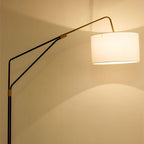 Tiffany Lampadaire Cylindre Moderne Métal/Tissu Blanc Salon/Chambre à Coucher Grande - Neutralighting