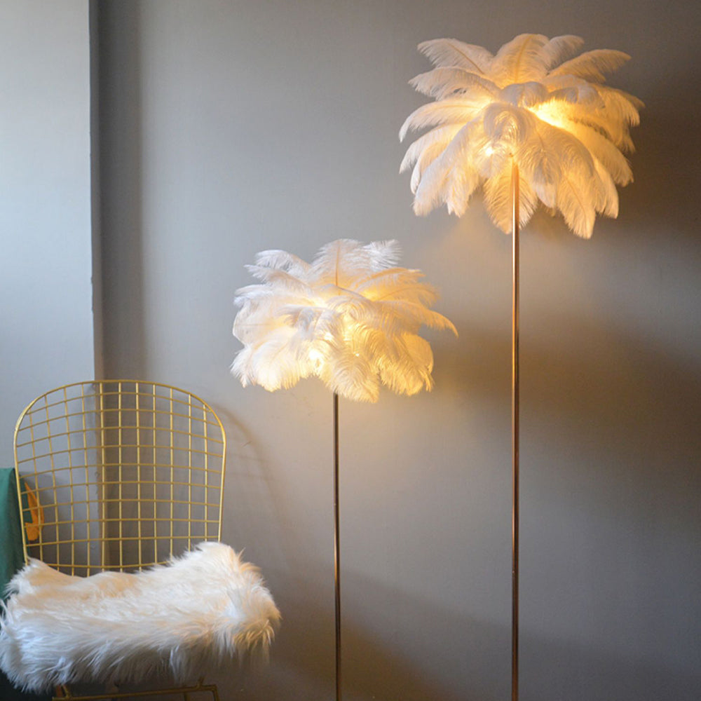 O'Moore Lampadaire Arbre Design Plume/Métal Blanc/Rose/Khaki Salon - Neutralighting