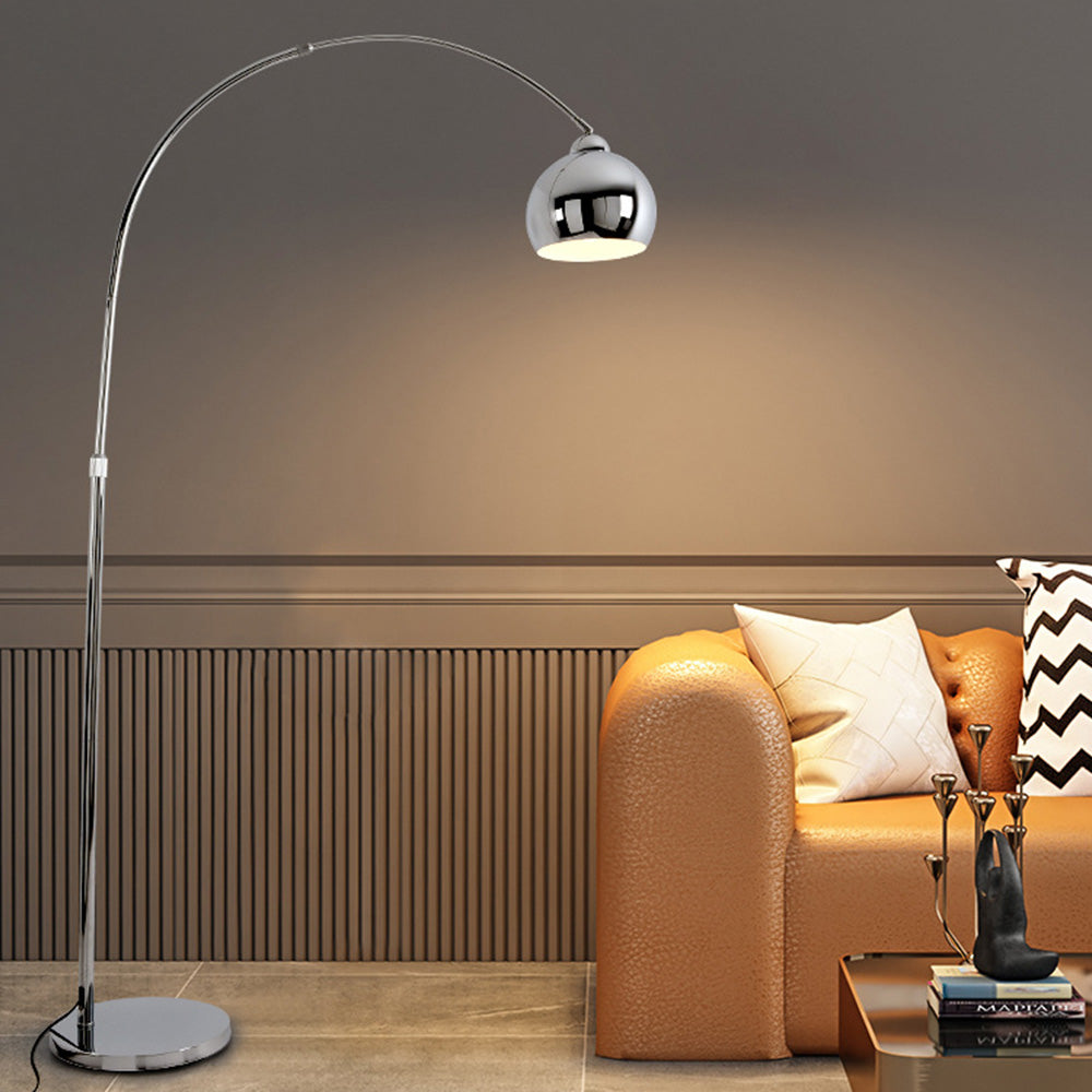 Mira Design Lampadaire Canne à Pêche Simple Argent Métal/Verre Chrome Salon Grande - Neutralighting