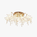 Arisha Design LED Plafonnier Fleur Art Deco Métal/Verre Doré Salon/Chambre à Coucher - Neutralighting