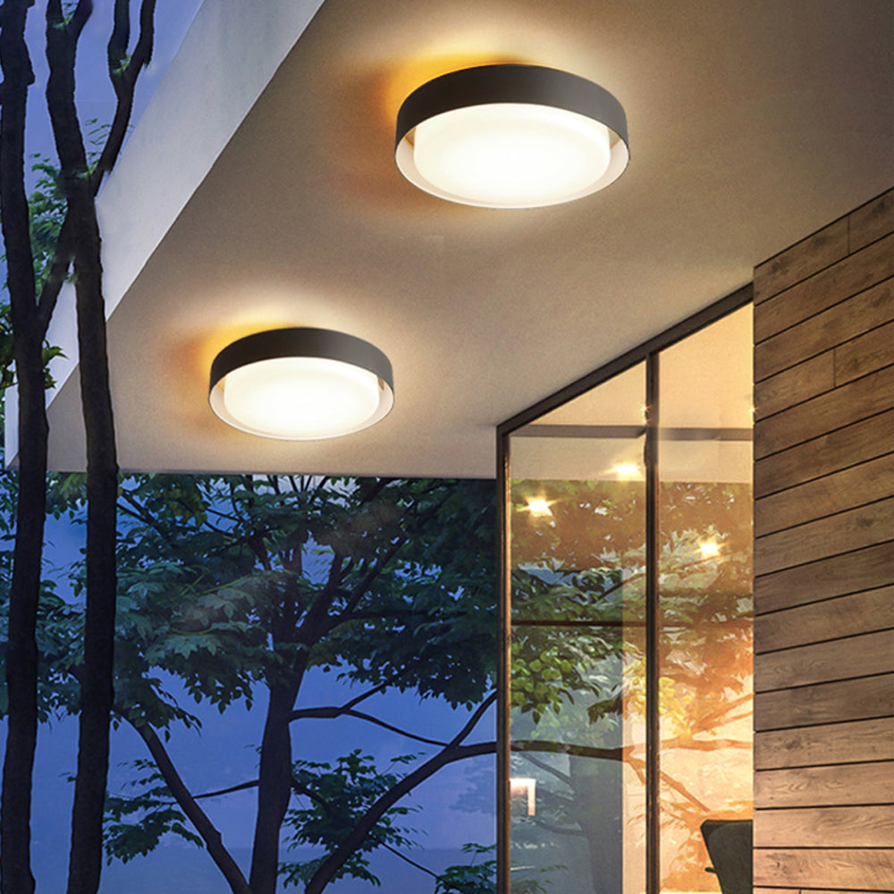 Ray Ronde Moderne LED Plafonnier Noir Métal/Acrylique Extérieur - Neutralighting