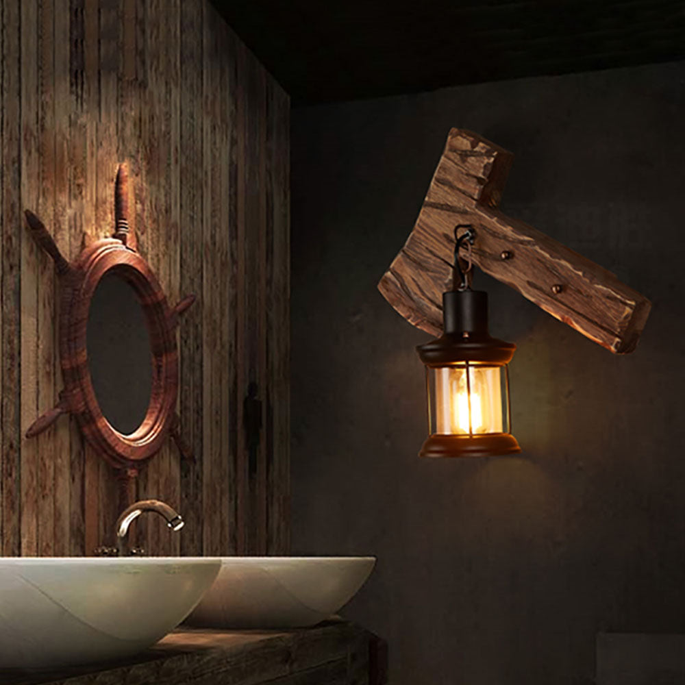 Epoch Applique Murale en Forme de Lanterne Marteau, Bois et Métal - Neutralighting