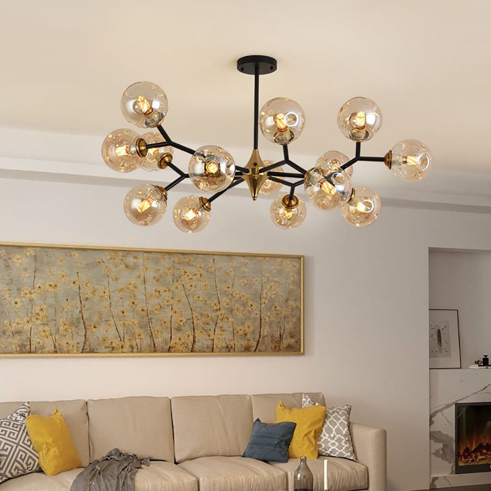Valentina Lustre Art Deco Design Luminaires Suspensions Métal/Verre Ambre Chambre à Coucher/Salon - Neutralighting