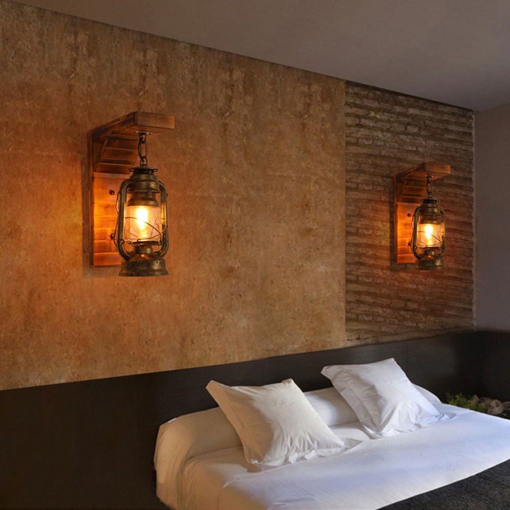Epoch Applique Murale en Forme de Lantern, Métal et Bois, 12x40CM - Neutralighting