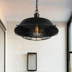 Silva Dôme Rustique LED Suspension Noir Métal Chambre à Coucher - Neutralighting