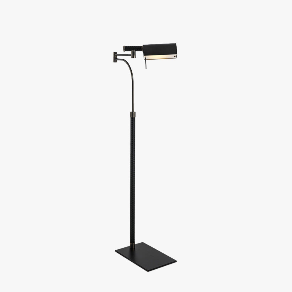 Mira Lampadaire Rectangulaire Moderne, Cuir/Métal, Noir, Salon - Neutralighting