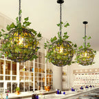Umari Globe Art Deco LED Suspension Vert Métal Salle à Manger - Neutralighting