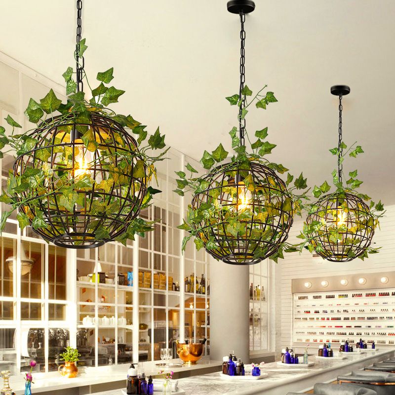 Umari Globe Art Deco LED Suspension Vert Métal Salle à Manger - Neutralighting