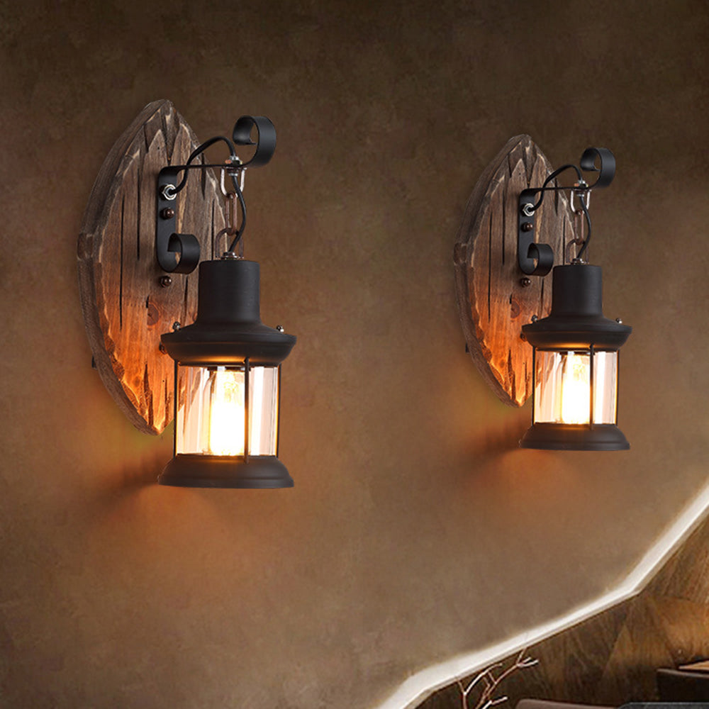 Epoch Applique Murale en Forme de Feuille et Lantern, Bois et Métal - Neutralighting