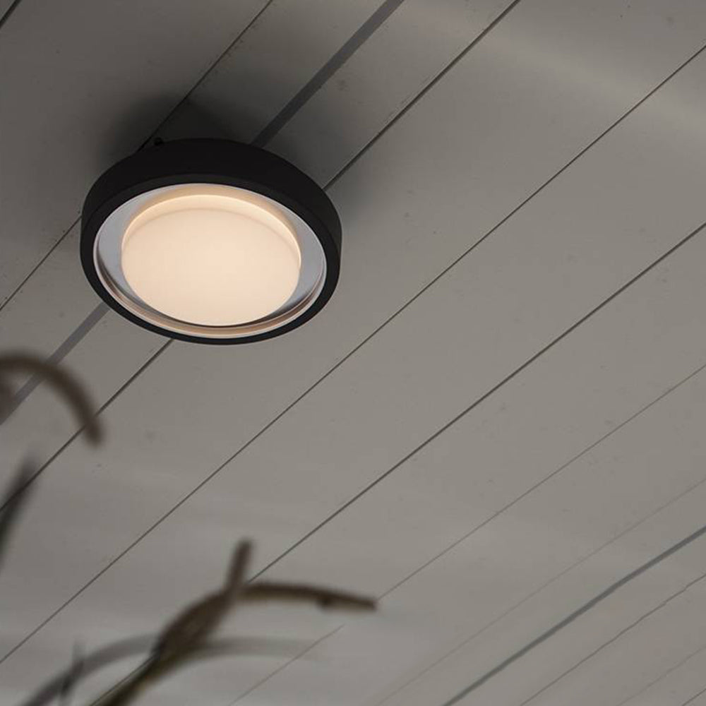 Ray Applique Extérieure/Plafonnier Rond Moderne, Métal, Noir, Cour/Jardin - Neutralighting